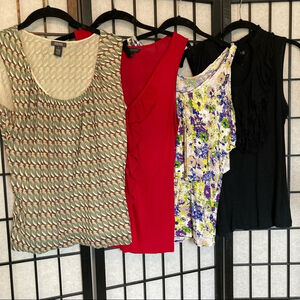 Kenneth Cole Banana Republic Sleeveless Blouse Bundle (set of 4) Red Black Small